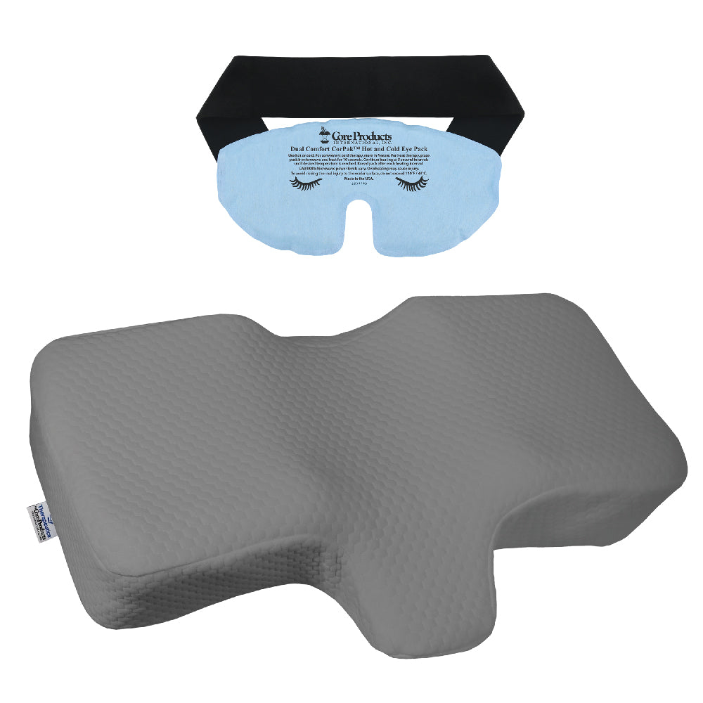 Image showing the bundle Migraine Eye Mask Hot or Cold Therapy Pack & Therapeutica Orthopedic Sleeping Pillow - Gray