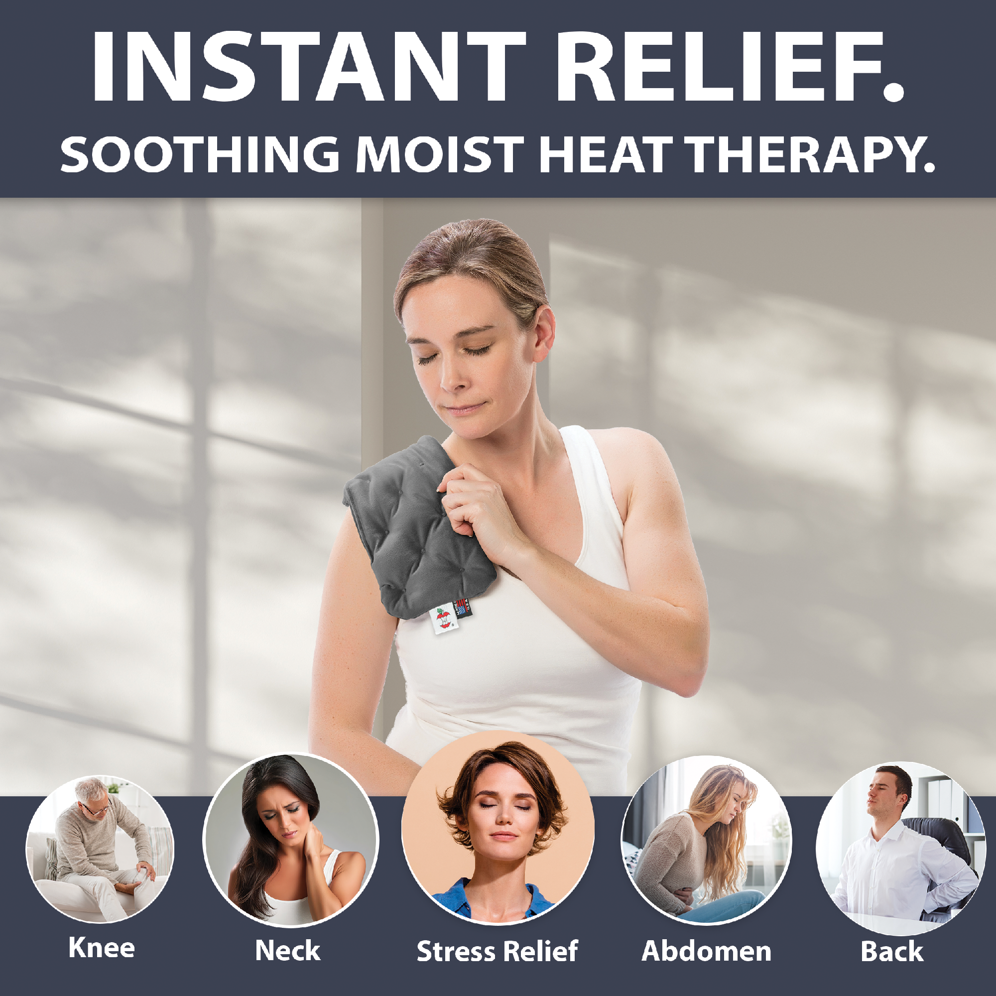 Tri-Core Cervical Support Pillow, White & MicroBeads Moist Heat Therapy Pack, Gray - Bundle