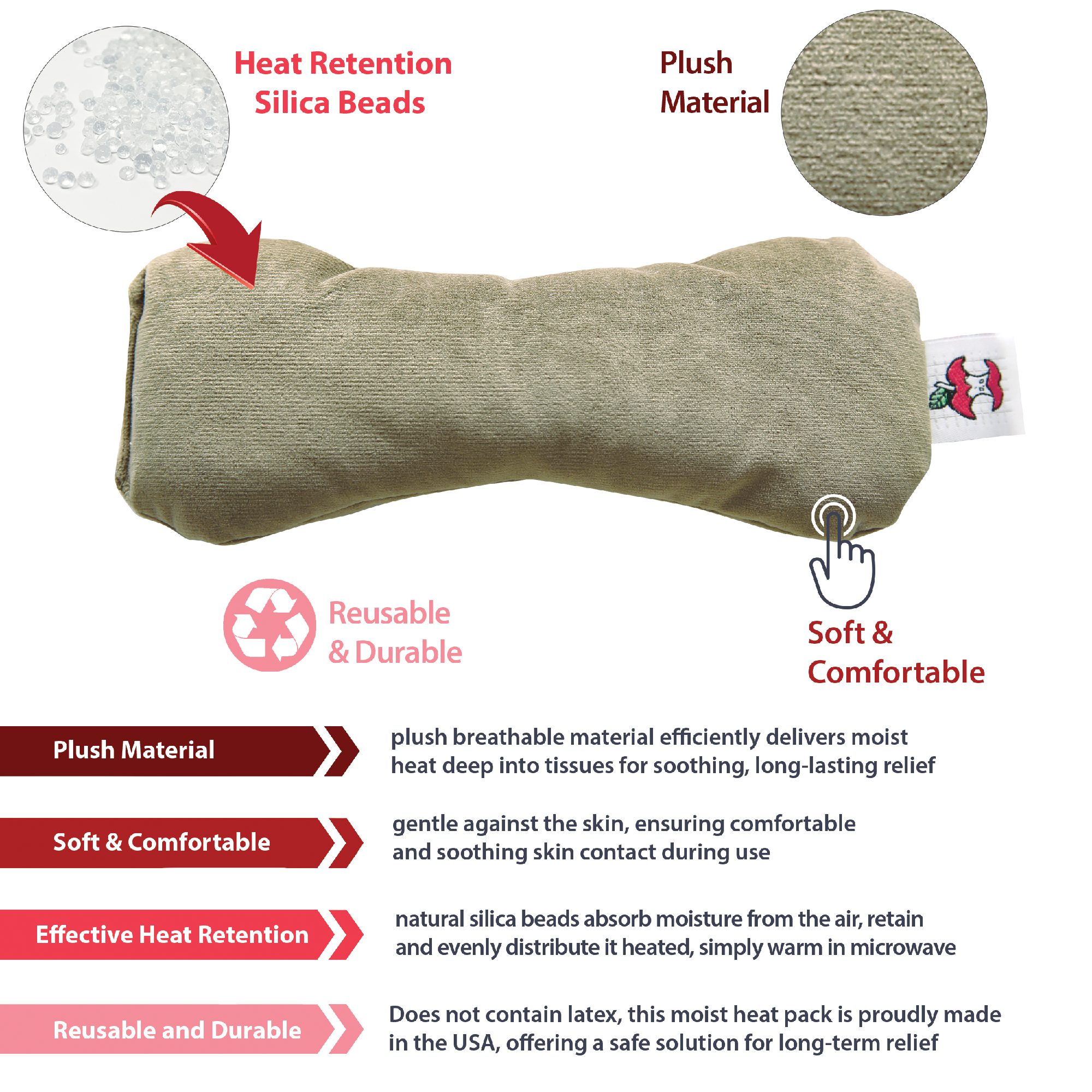 Therapeutica Pillow, Orthopedic Support - Gray & Core Products MicroBeads Dry Eye Compress Moist Heat Pack Bundle