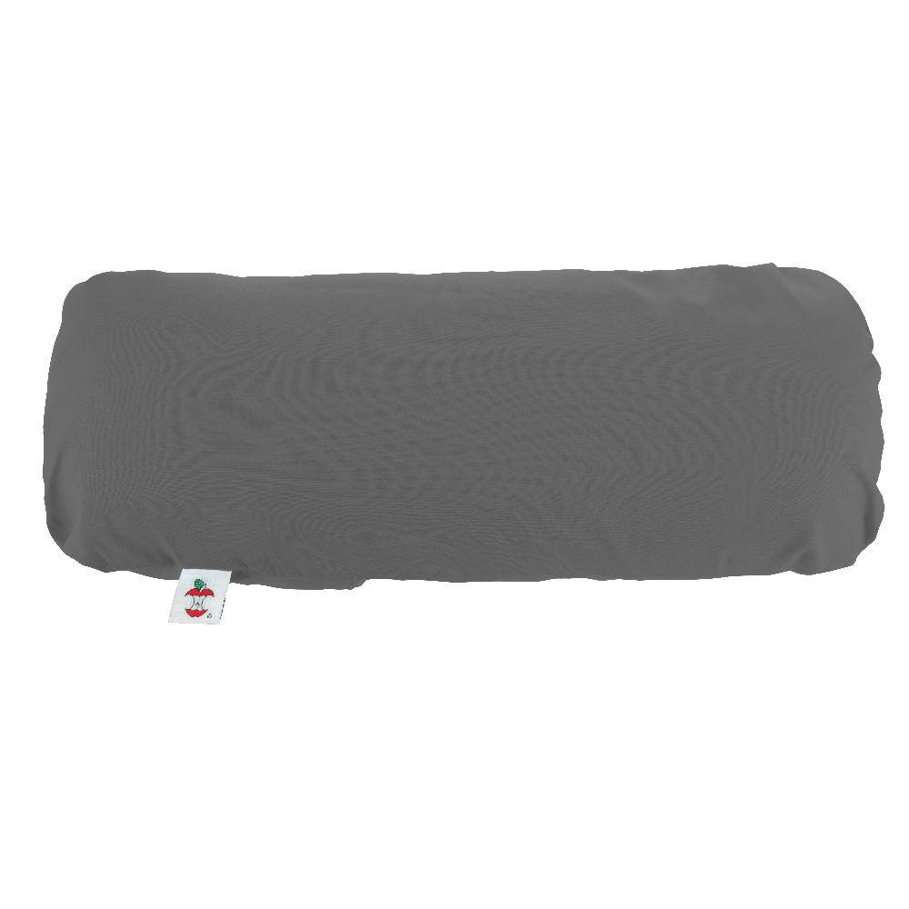 Core Products gray pillowcase designed to fit the Jackson Roll Positioning Pillow, shown with the soft, smooth fabric finish on the pillow. The case provides a clean, protective cover for the Jackson Roll and features a visible tag with the Core Products apple logo for brand identification.