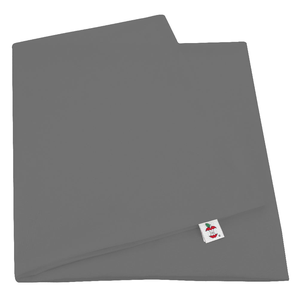 Core Products gray pillowcase designed to fit the body pillow, shown folded with a soft, smooth fabric finish. The case provides a clean, protective cover for body pillows, and features a visible tag with the Core Products apple logo for brand identification.