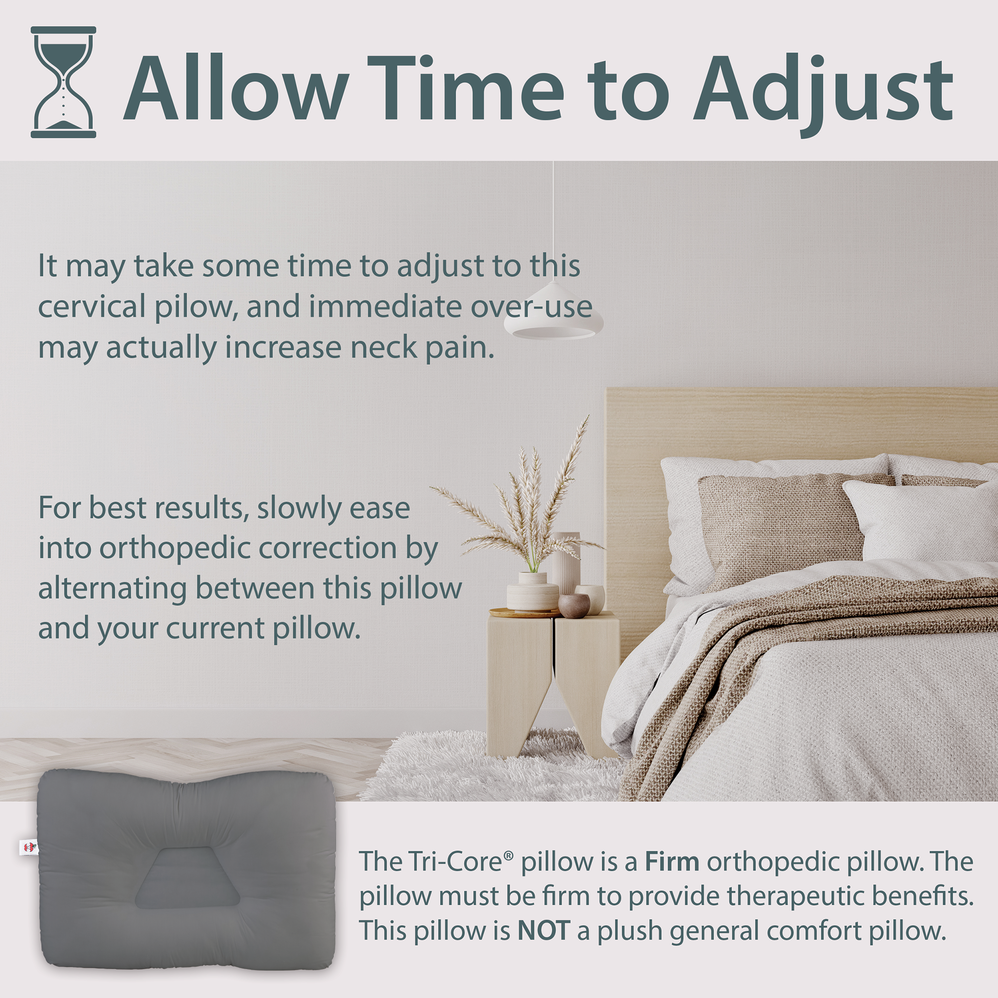 Tri-Core Cervical Support Pillow, Gray & MicroBeads Moist Heat Therapy Pack, Gray - Bundle