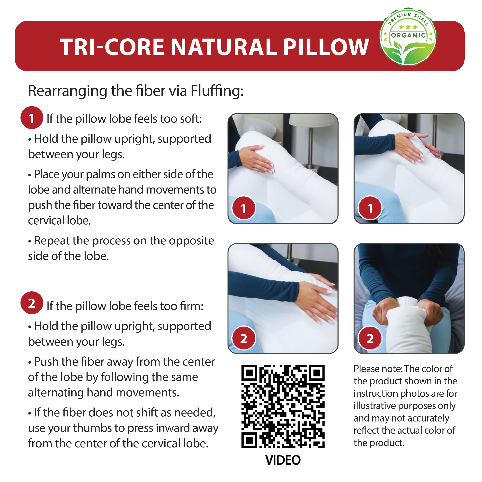 Tri-Core Natural Cervical Support Pillow with Premium Organic Cotton Shell