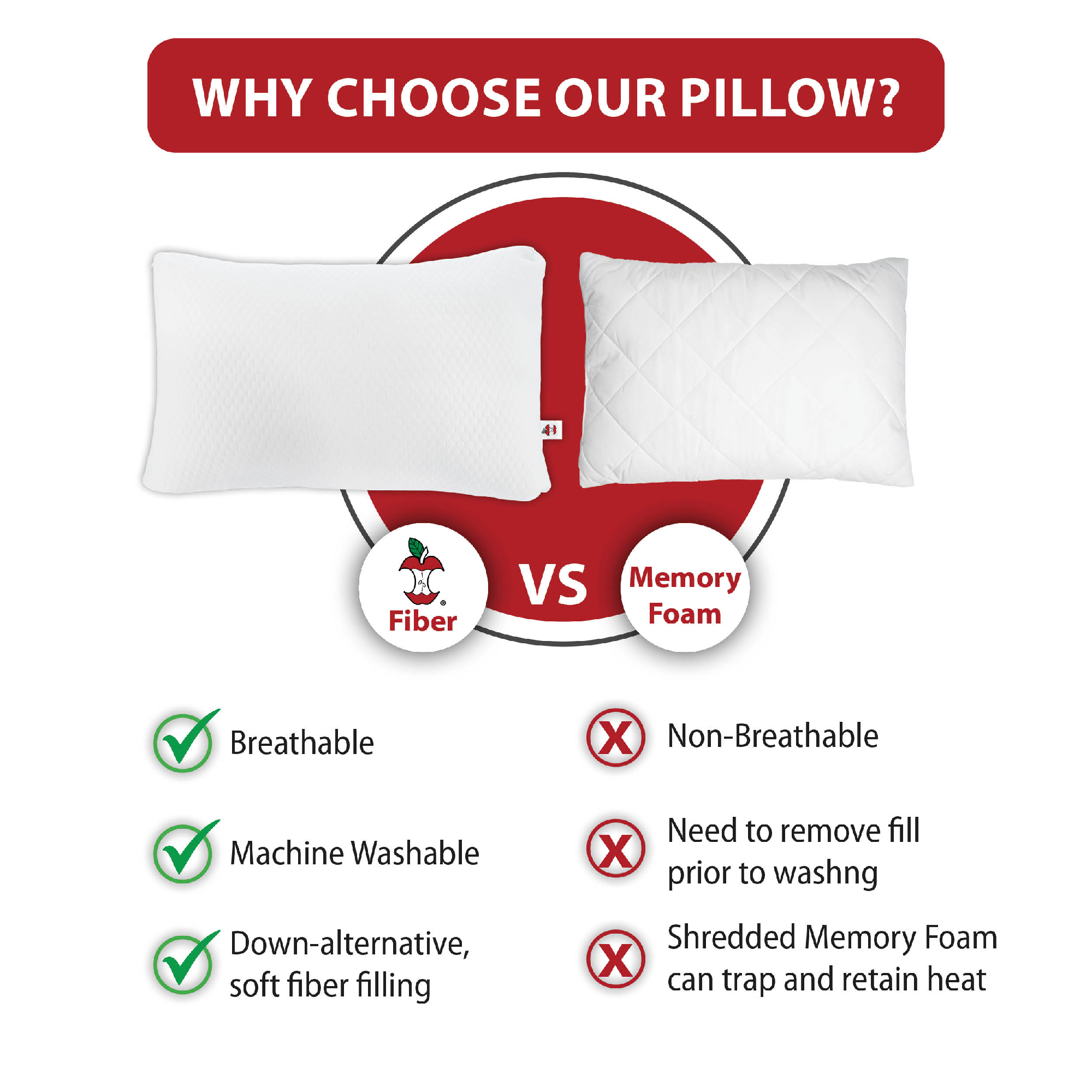 Adjust-A-Loft Fiber Adjustable Comfort Pillow, Standard/Full