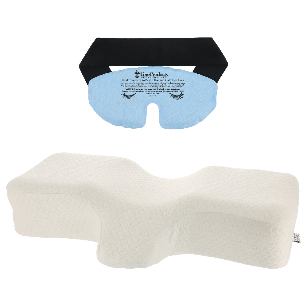 Image showing the bundle Migraine Eye Mask Hot or Cold Therapy Pack & Therapeutica Orthopedic Sleeping Pillow - White