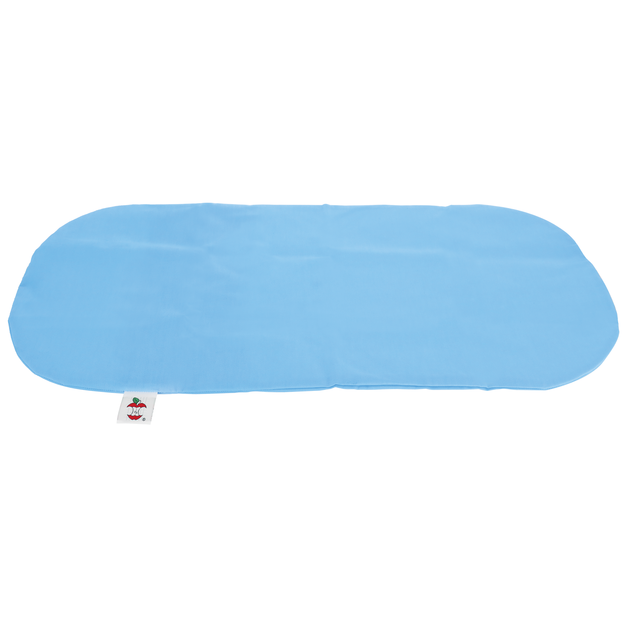Core Products blue pillowcase designed to fit the Jackson Roll Positioning Pillow, shown laying flat. The case provides a clean, protective cover for the Jackson Roll and features a visible tag with the Core Products apple logo for brand identification.