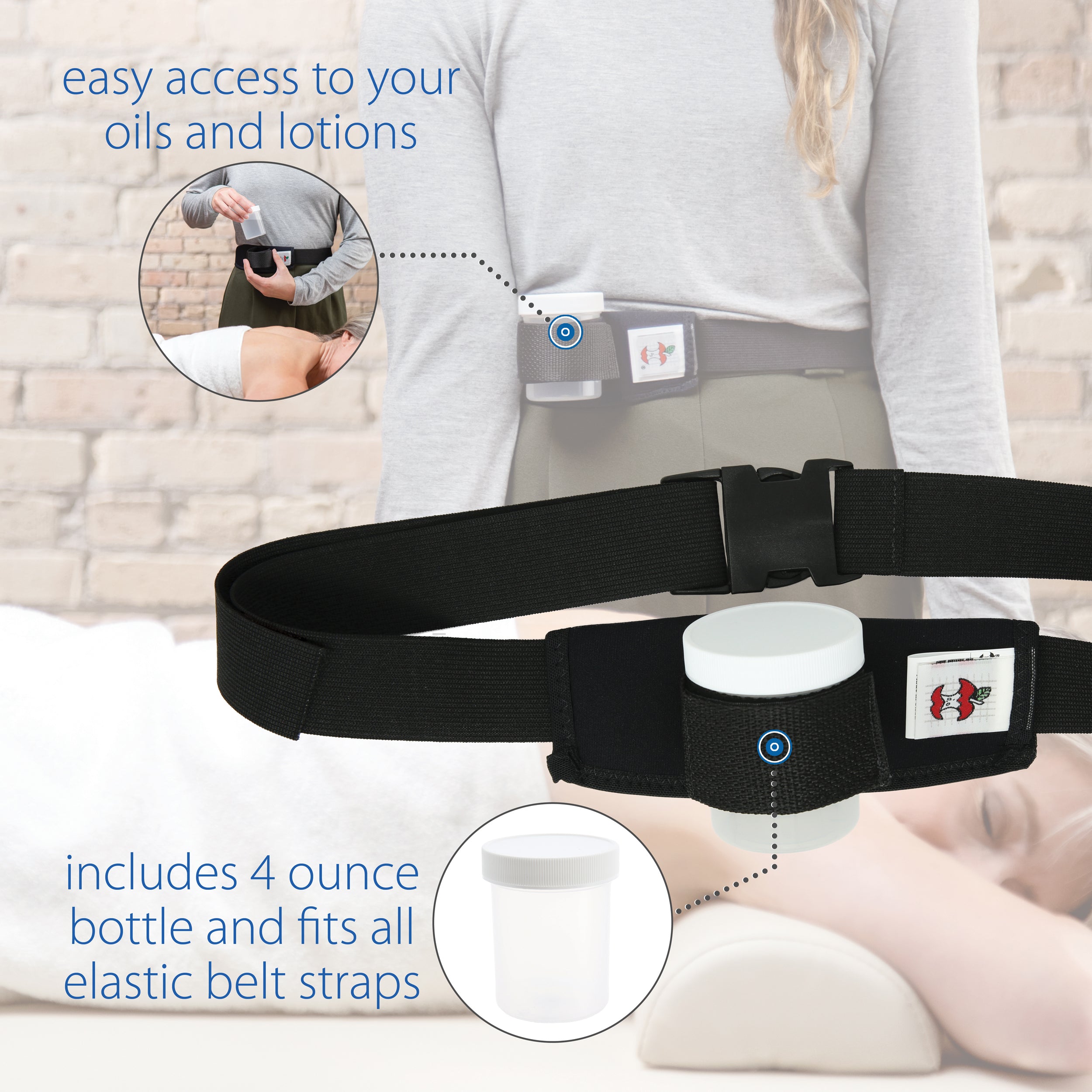 Oil & Lotion Holster Belt with 4 oz Jar