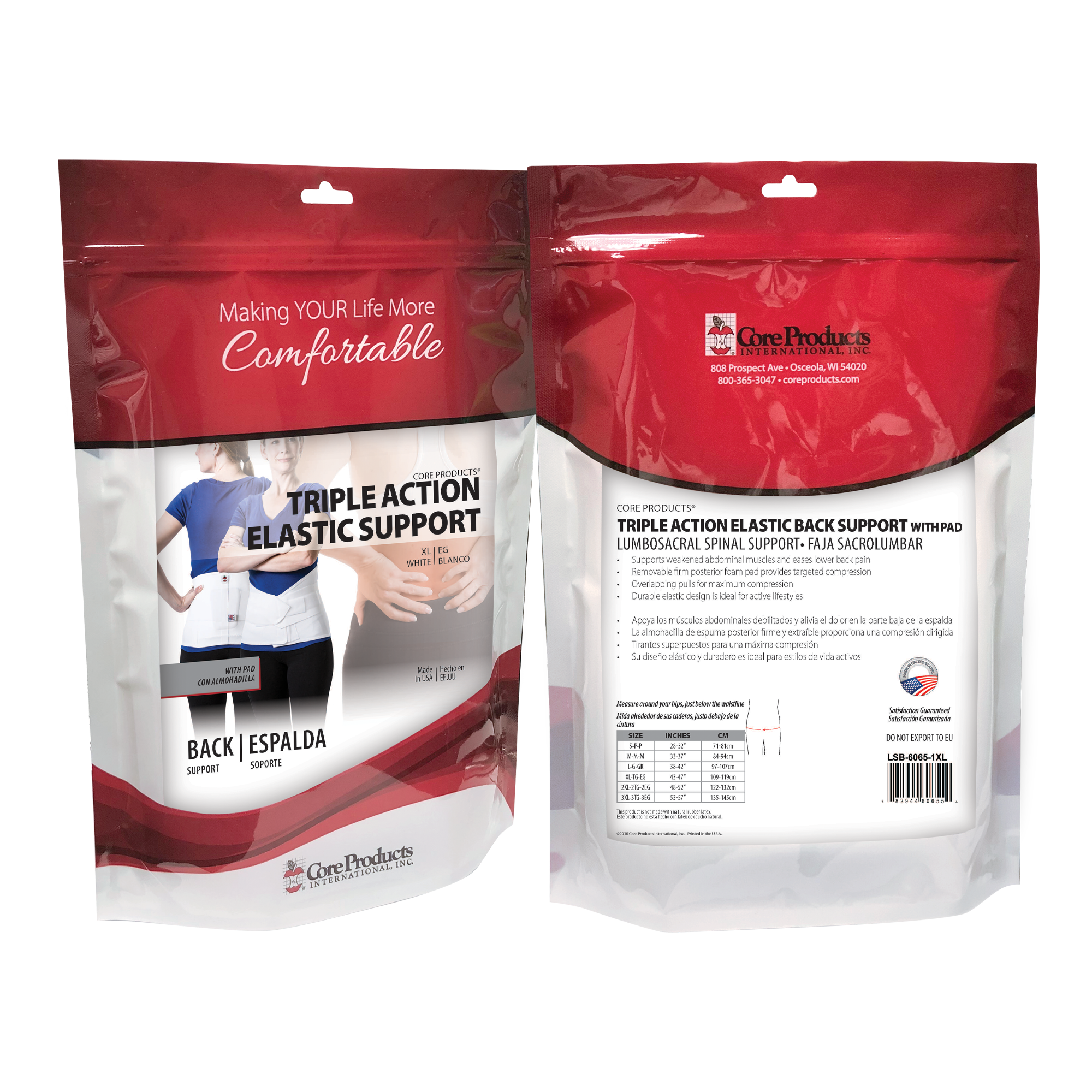 Triple Action Elastic Back Support with Pad