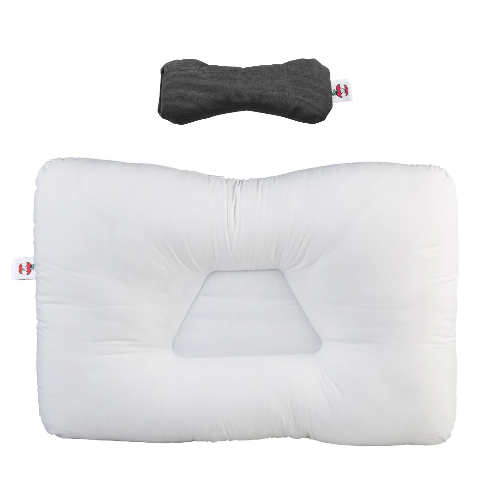Tri-Core Cervical Pillow - White & MicroBeads Dry Eye Compress Moist Heat Pack Bundle