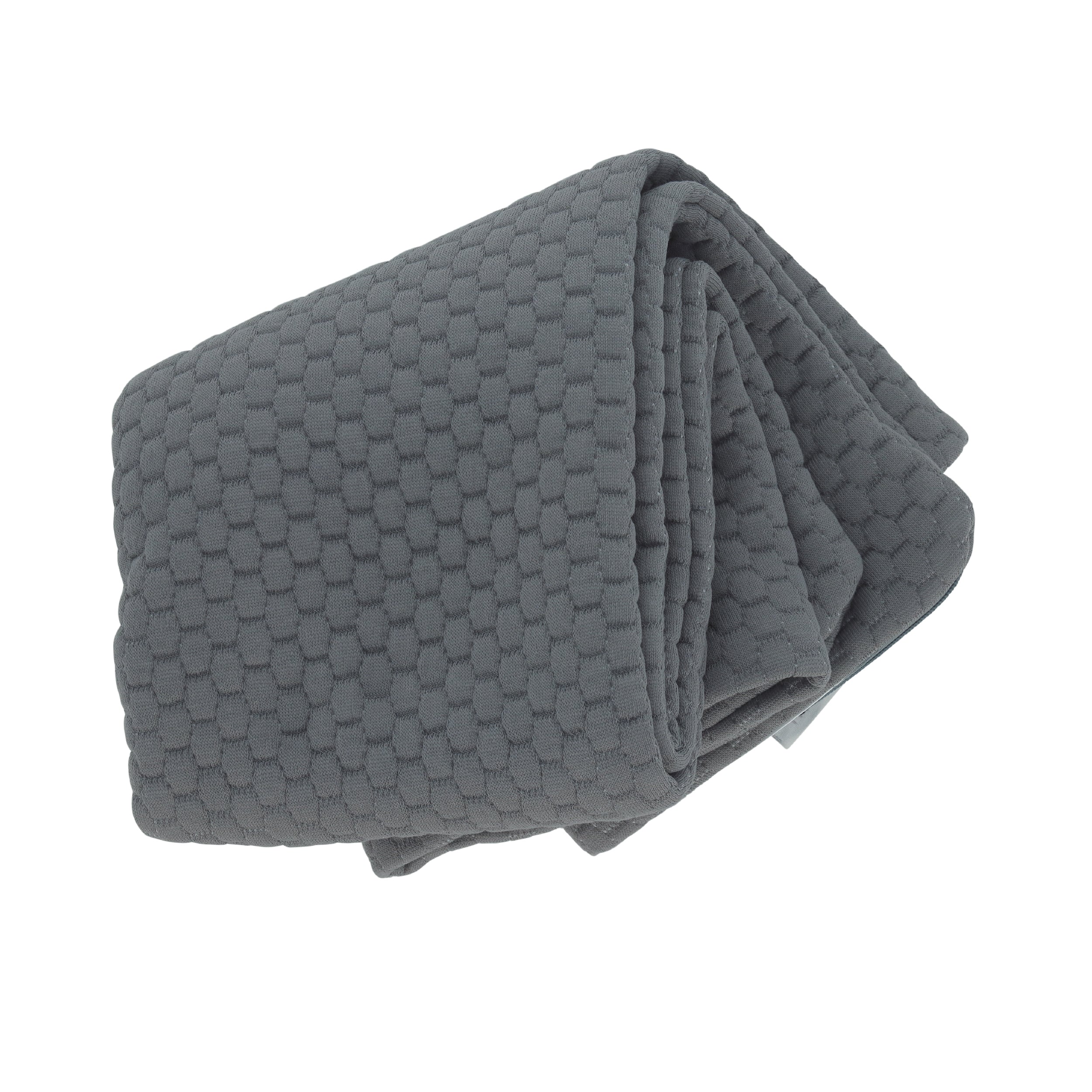 Folded Core Products® Tri-Core® Ultimate Pillow Cover in gray, featuring a soft textured knit fabric with a raised honeycomb pattern. The replacement pillow cover is neatly folded to showcase its premium material, designed to fit the Tri-Core Ultimate Cervical Support Pillow while providing a comfortable, durable, and breathable sleeping surface.