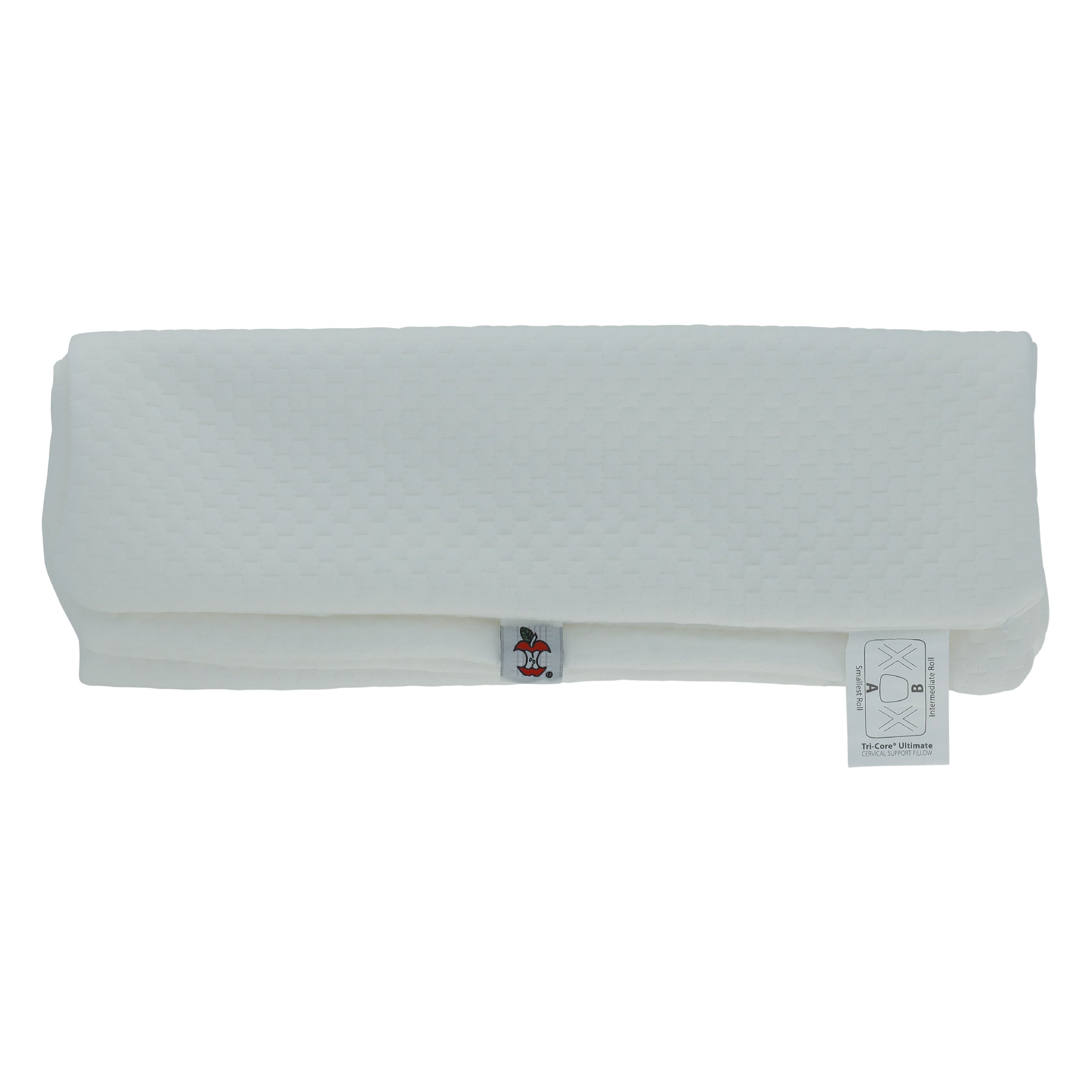 Soft, breathable, white fabric with a textured honeycomb pattern.  Designed to fit the Tri-Core Ultimate Cervical Support Pillow. Zipper for easy removal and machine washing.