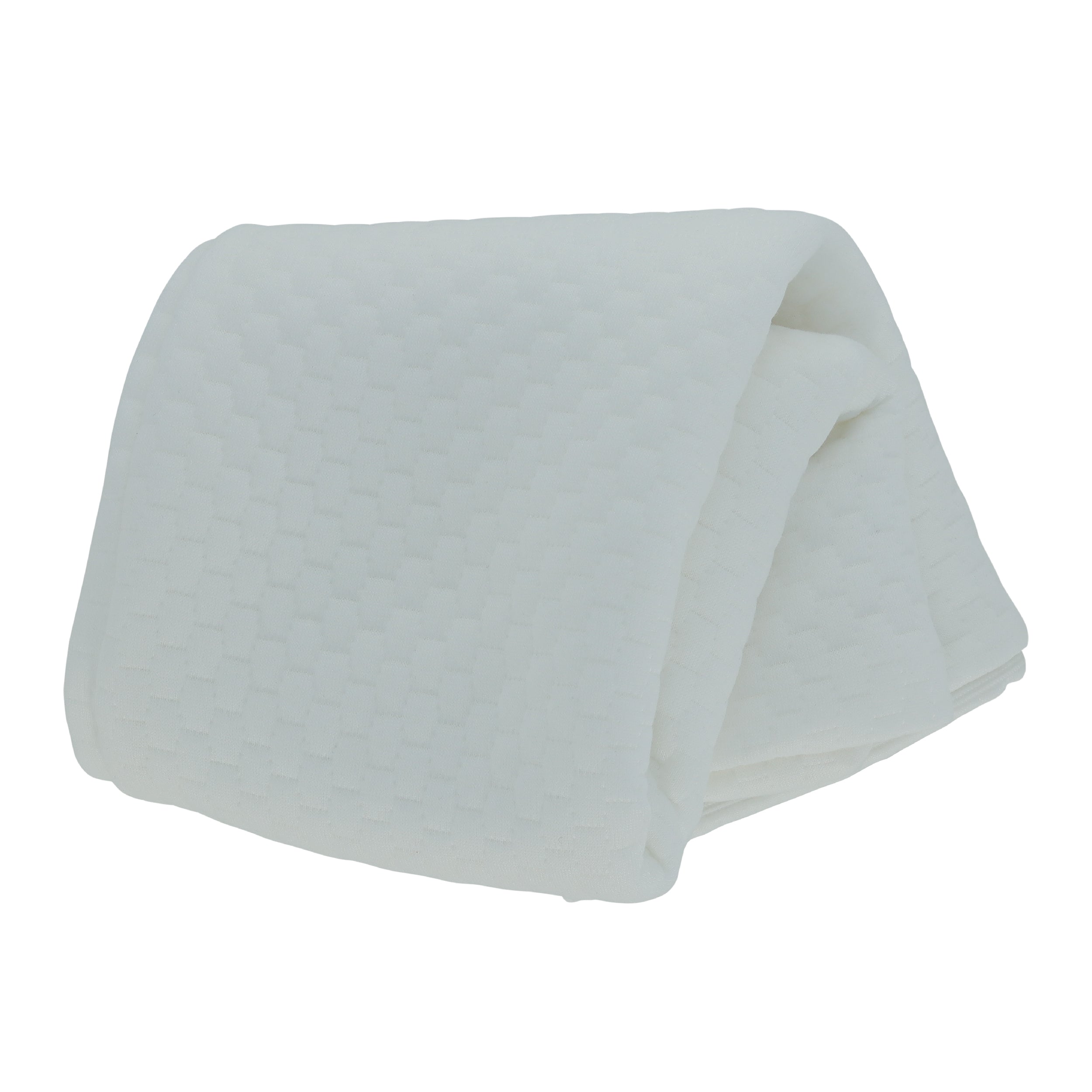 Folded Core Products® Tri-Core® Ultimate Pillow Cover in white, featuring a soft textured knit fabric with a raised honeycomb pattern. The replacement pillow cover is neatly folded to showcase its premium material, designed to fit the Tri-Core Ultimate Cervical Support Pillow while providing a comfortable, durable, and breathable sleeping surface.