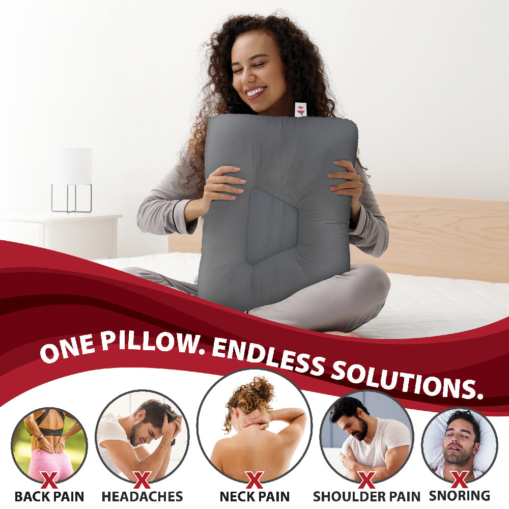 Tri-Core Cervical Pillow - Gray & Soft Comfort Hot & Cold CorPak Bundl