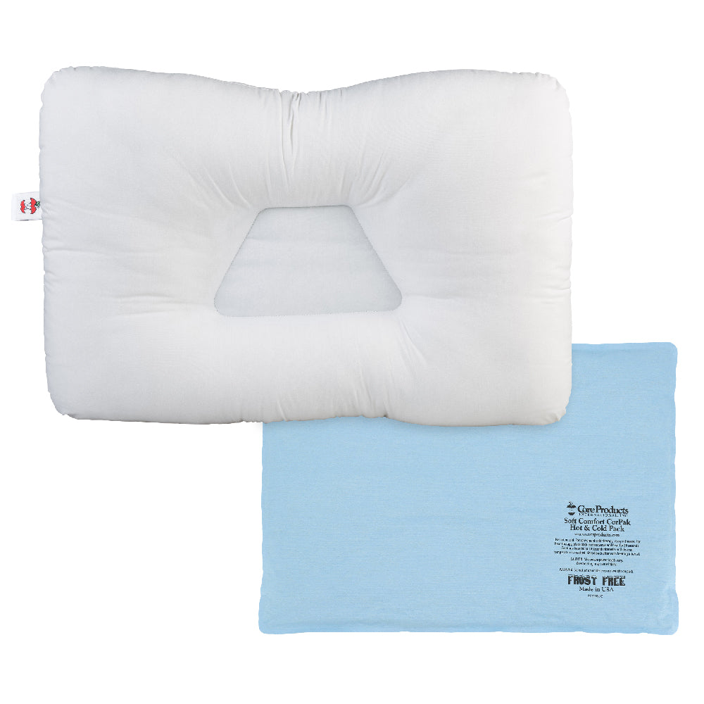 White Full Size Tri-Core Cervical Pillow with an XL (12.5" x 18.5") Soft Comfort Corpak