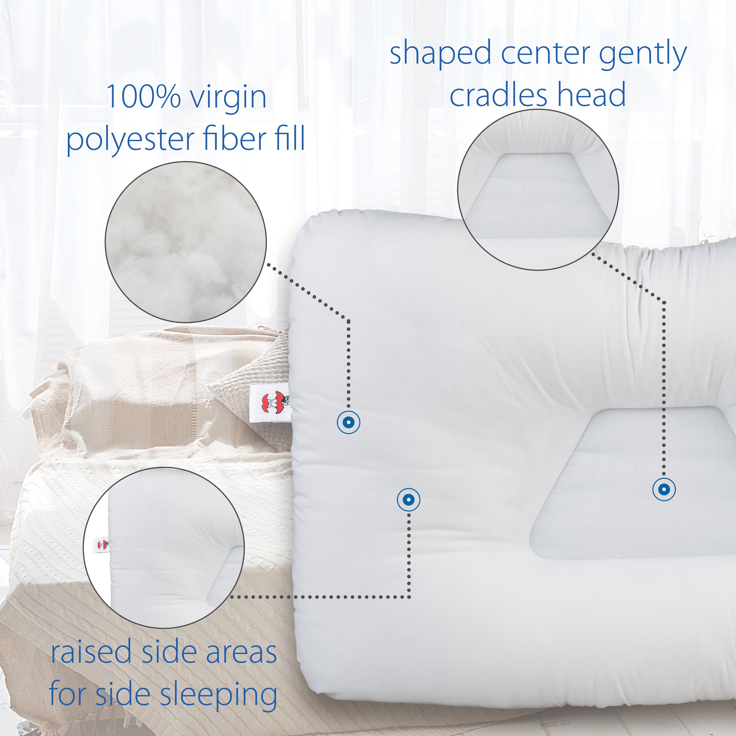 Tri Core Natural Cervical Support Pillow for Neck Pain