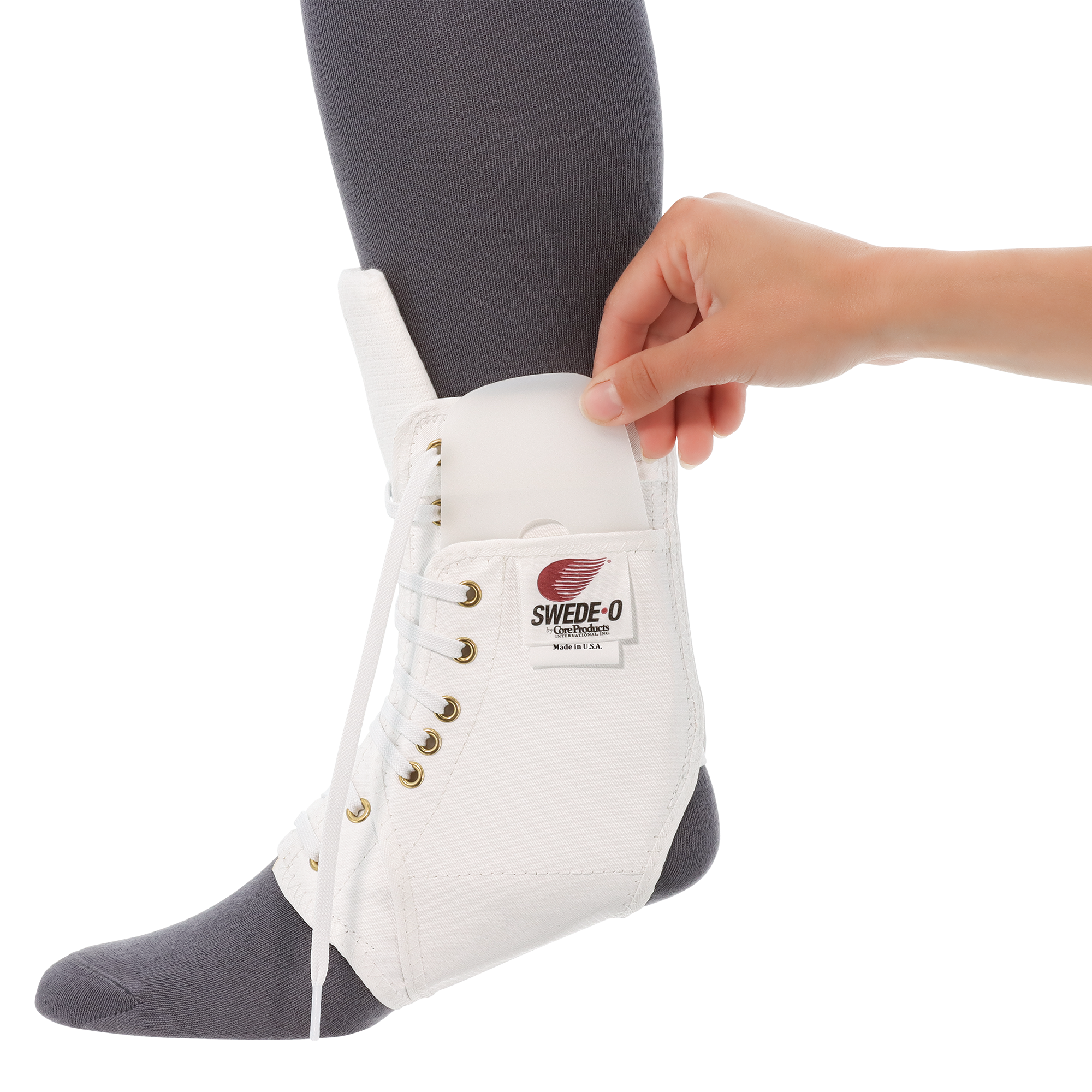 Swede-O Ankle Lok Brace, Padded Tongue, White