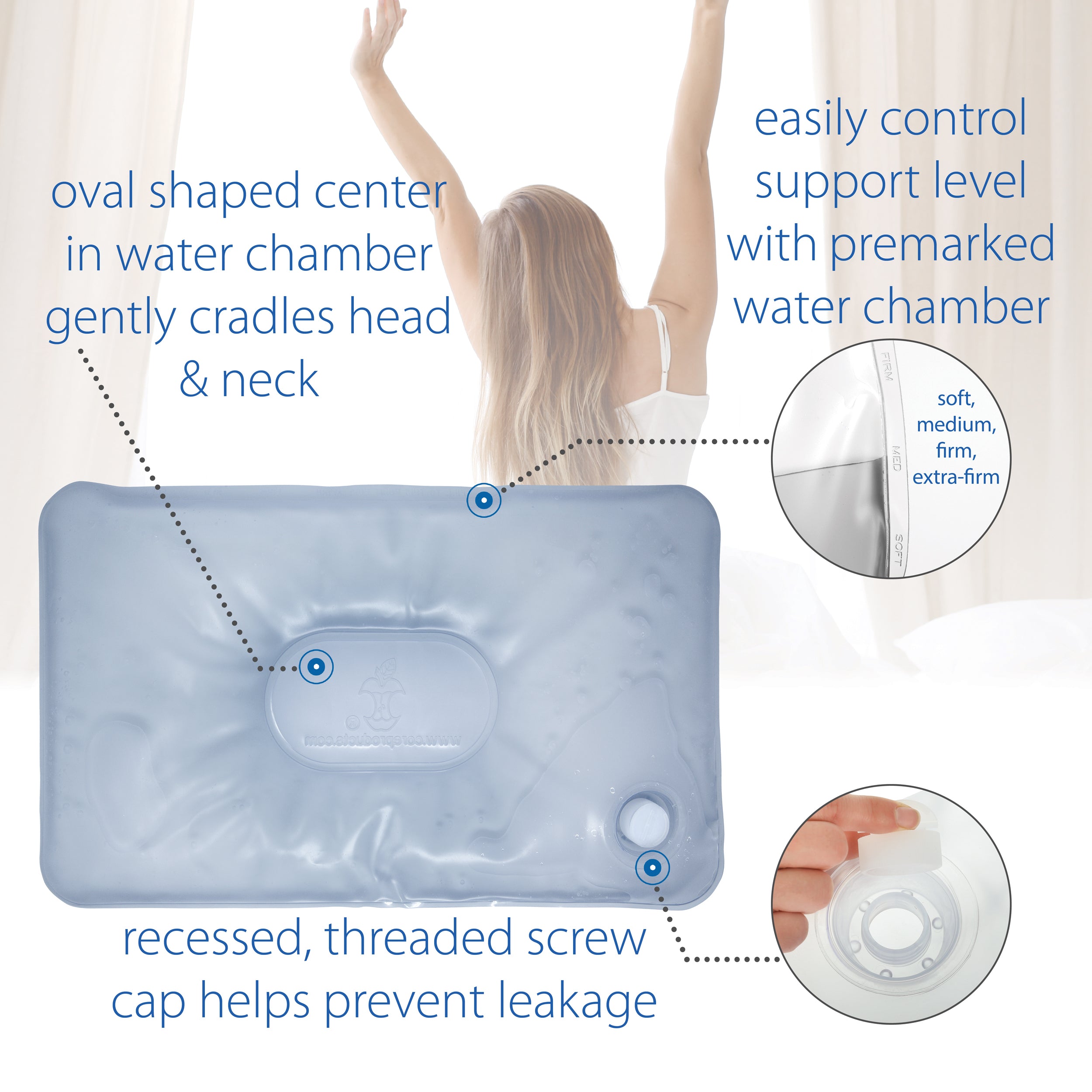 Tri-Core Water Pillow Adjustable Cervical Support Pillow