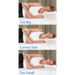 A graphic of a woman demonstrating the correct fit for a Core Products International pillow. 