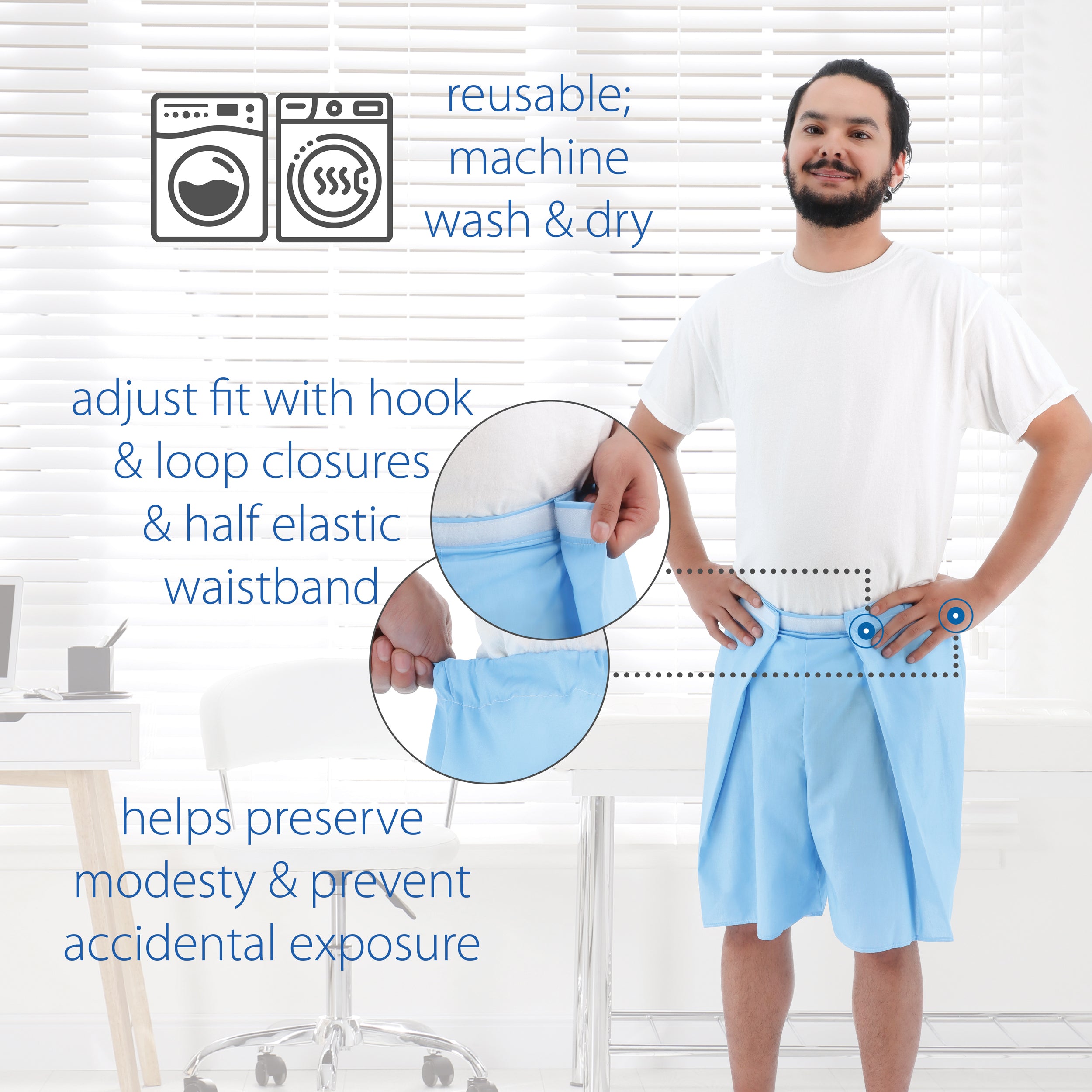 Medical Patient Shorts Blue | Made in the USA, Ships Fast, In Stock
