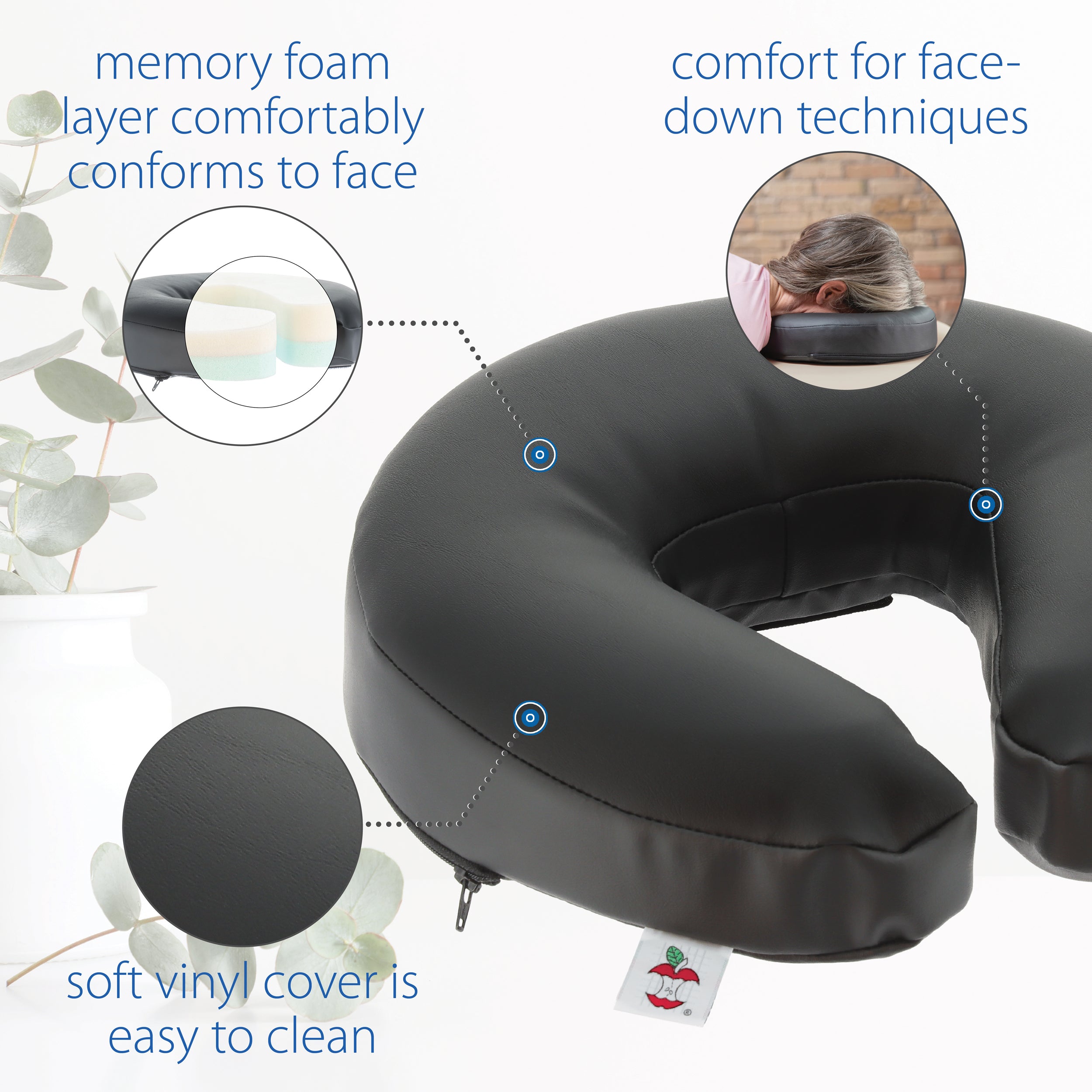 Memory Foam Vinyl Face Cradle, Facedown Massage & Postsurgical Support