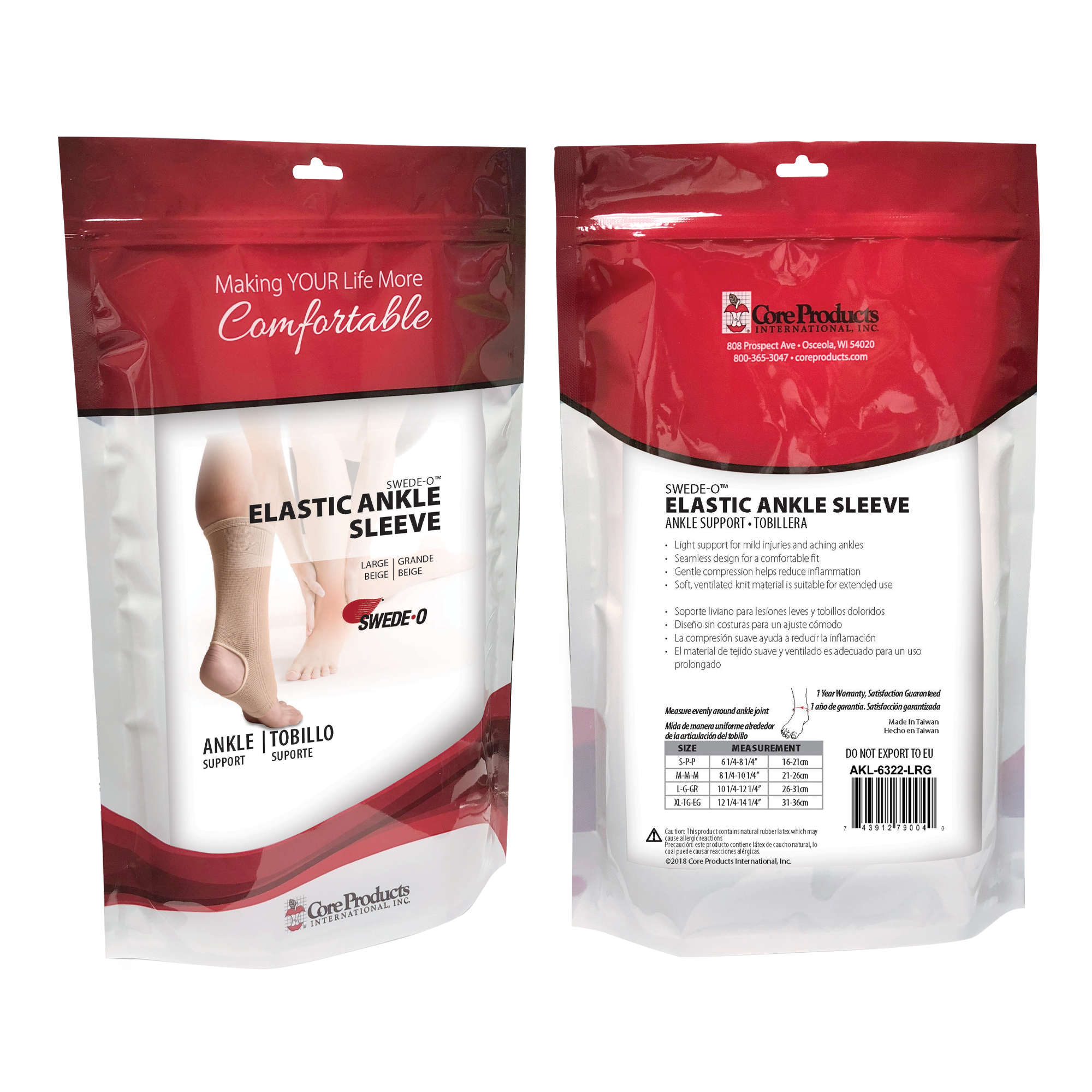 Swede-O Elastic Ankle Support Sleeve