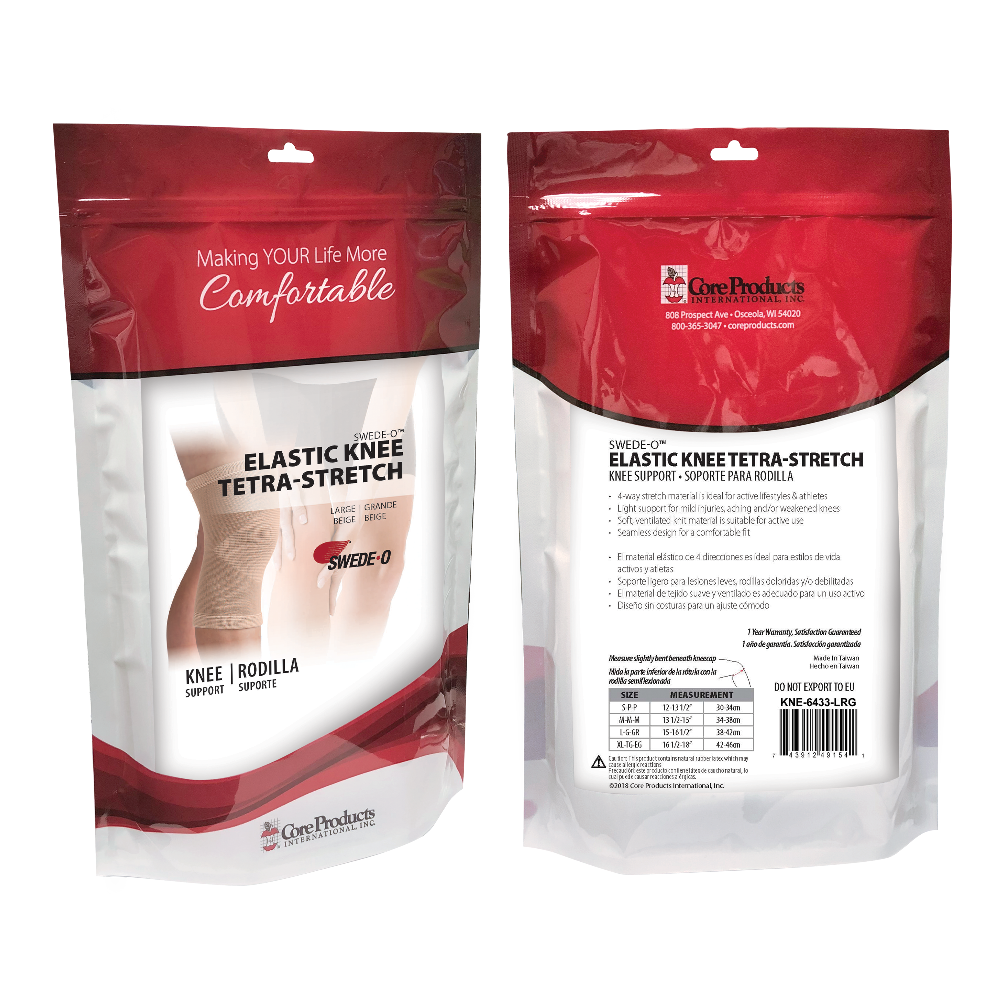 Swede-O Elastic Tetra-Stretch Knee Support