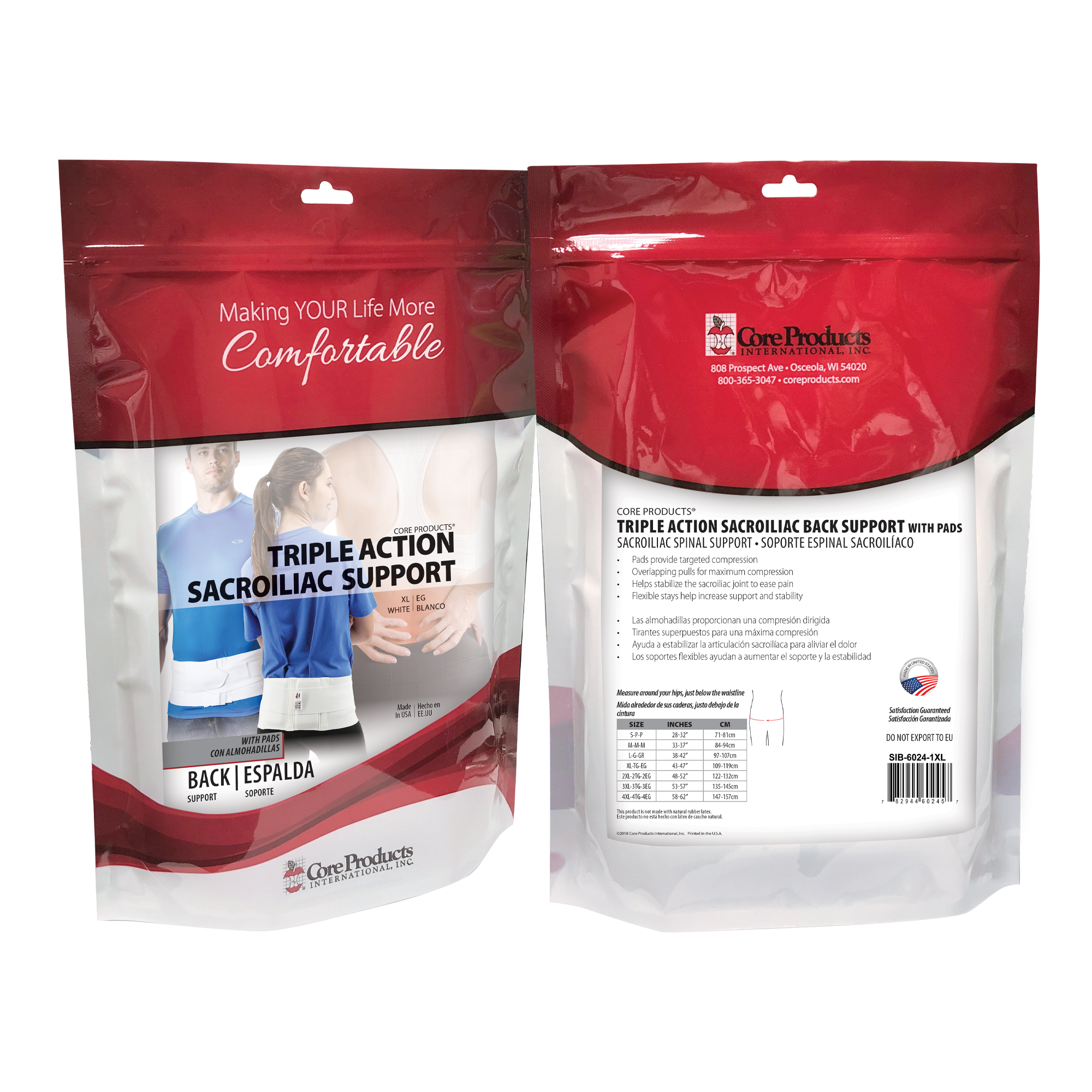 Triple Action Sacroiliac Back Support with Pads